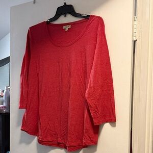 ONE WORLD Women's Vibrant Red Long Sleeve Top